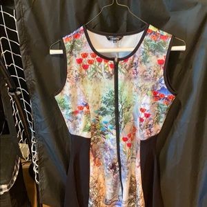 Floral/black skater dress